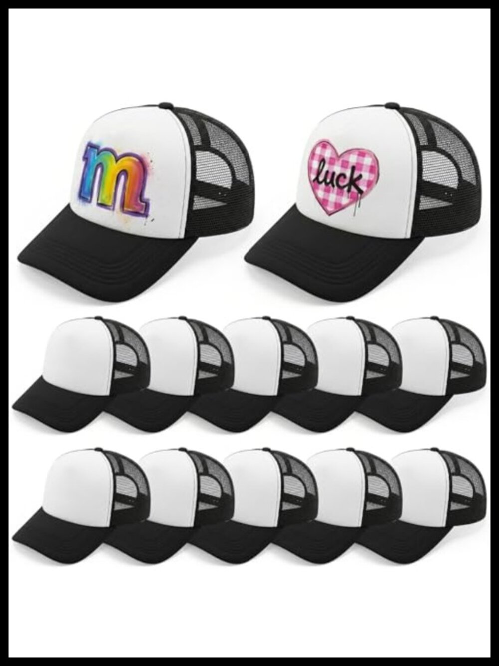 10 Pack Sublimation Blank Trucker Hats Mesh Snapback Custom DIY